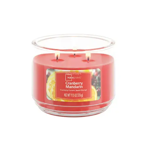 Mainstays 3-Wick Scented Glass Jar Candle, Cranberry Mandarin